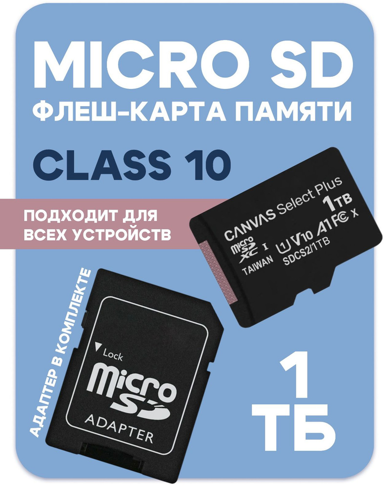 Карта памяти K Canvas Select Plus 1TB microSD, сд карта 1 TB, microSDHC 1  ТБ, Тайвань - купить с доставкой по выгодным ценам в интернет-магазине OZON  (1426102533)