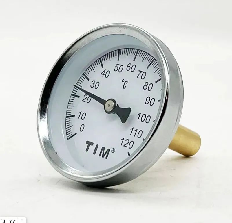 Термометр биметаллический аксиальный 0 - 120 гр., с погружной гильзой 1/2", TIM  #1