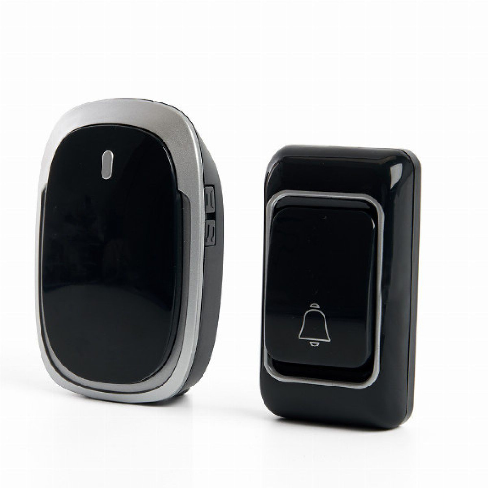 Звонок дверной беспроводной Feron E-383 Электрический 38 мелодий черный серебро с питанием от батареек #1