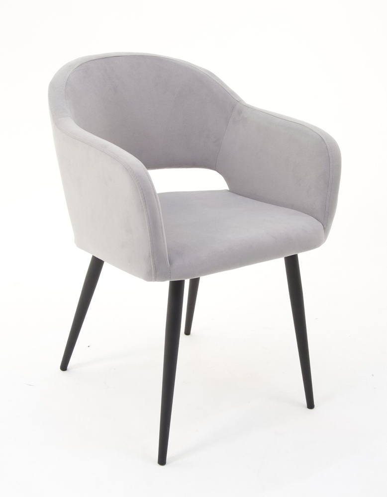 Кресло Оскар велюр серый Velutto 52, стул для кухни, комнаты, спальни, офиса, мягкий, со спинкой, с подлокотниками, #1