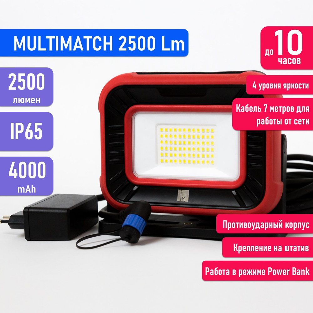 Лампа маляра колориста аккумуляторная MULTIMATCH 2500лм, проявочный свет, светильник-переноска, рабочая #1
