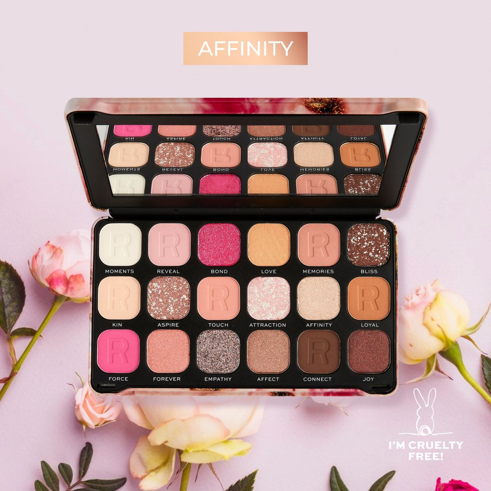 Makeup Revolution Тени для век FOREVER FLAWLESS Affinity: большая палетка  для глаз, нюдовые, блестящая, матовые, коричневые, розовые