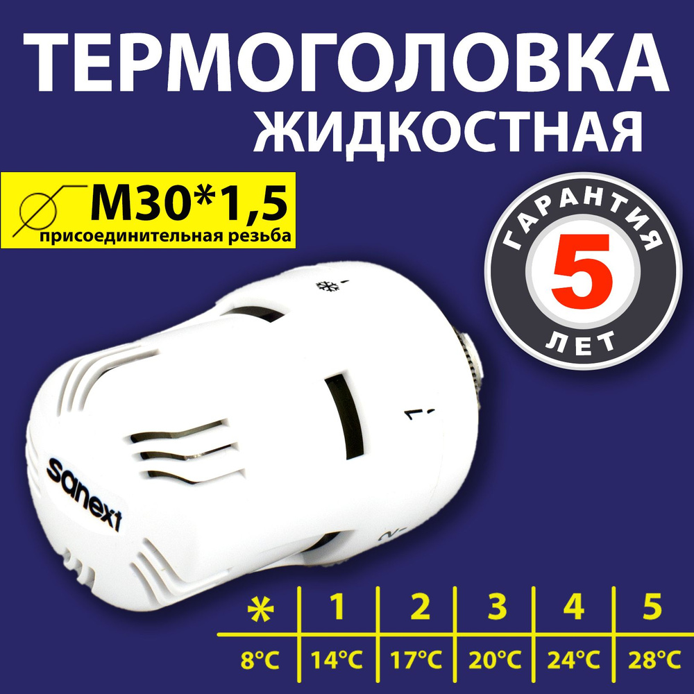 Термоголовка для радиатора отопления Sanext TH М30х1,5 #1