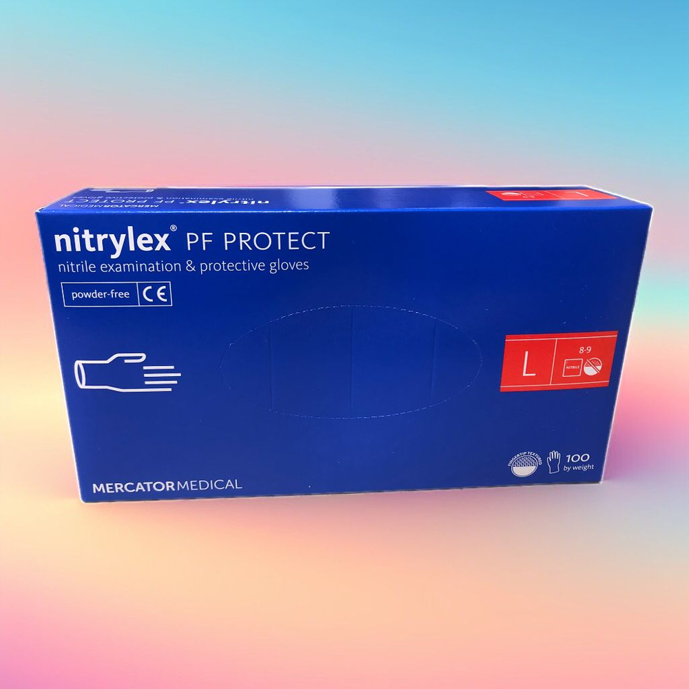Перчатки одноразовые Nitrylex нитриловые L синие, 50 пар 100 шт ...