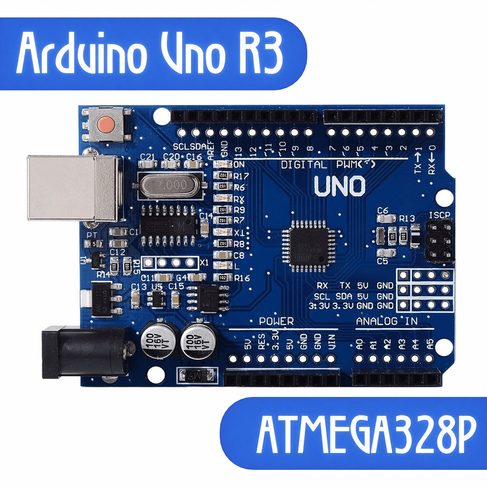 Плата контроллера Arduino Uno R3, ATmega328P, CH340G, Ардуино. - купить ...