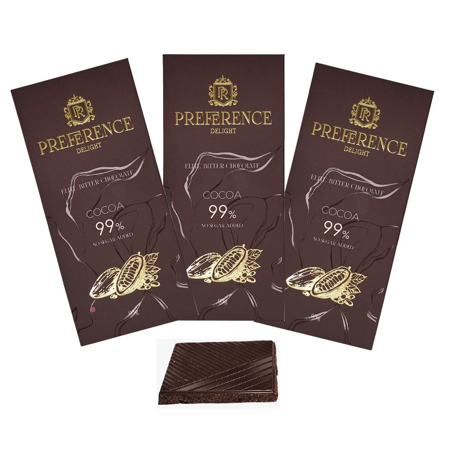 Горький шоколад 99% без сахара, тонкий PREFERENCE Delight 3 шт по 95г  #1