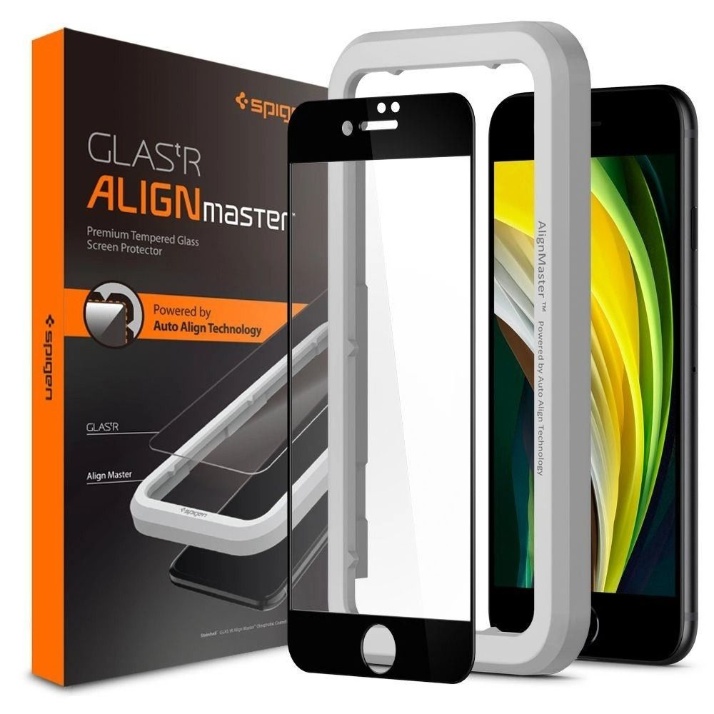 Защитное стекло SPIGEN для iPhone SE (2022/2020)/8/7 - Align Master Full Cover Черный 1 шт AGL01294  #1