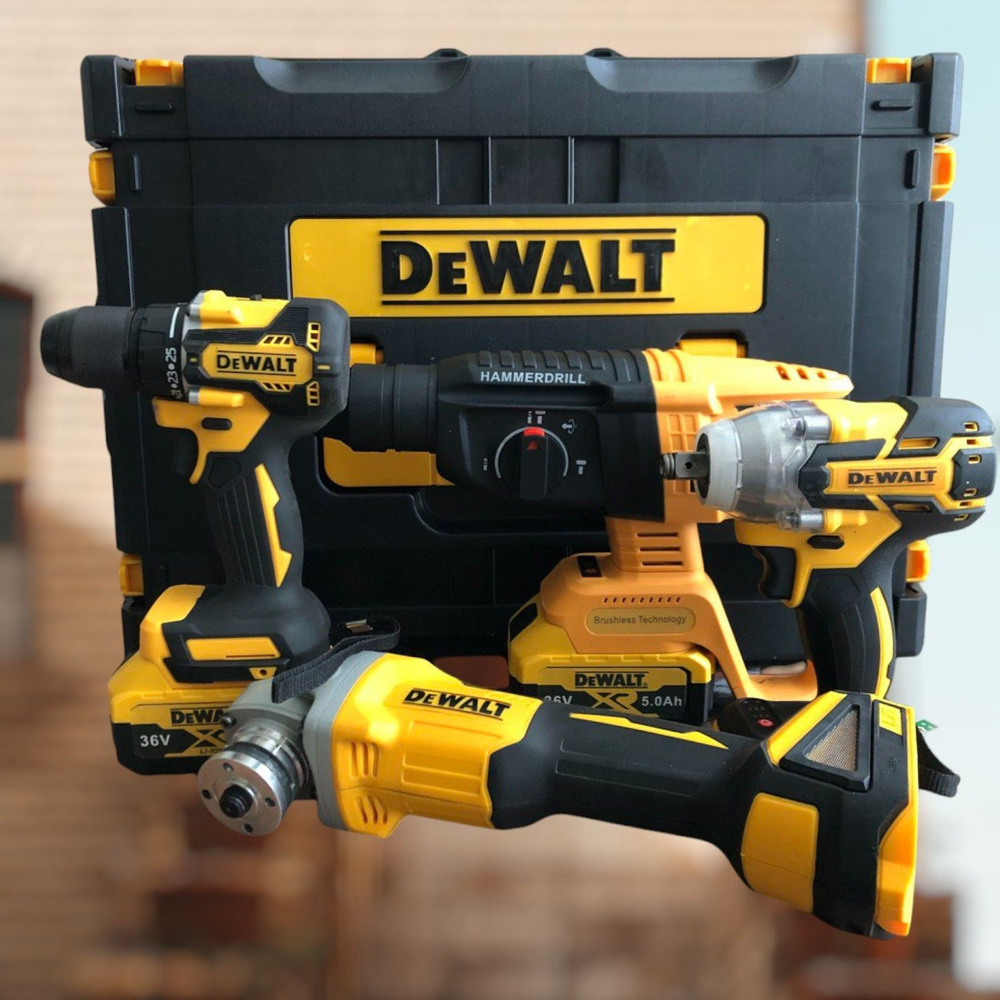 Набор аккумуляторного инструмента Dewalt 4в1 гайковерт, шуруповерт, УШМ ...