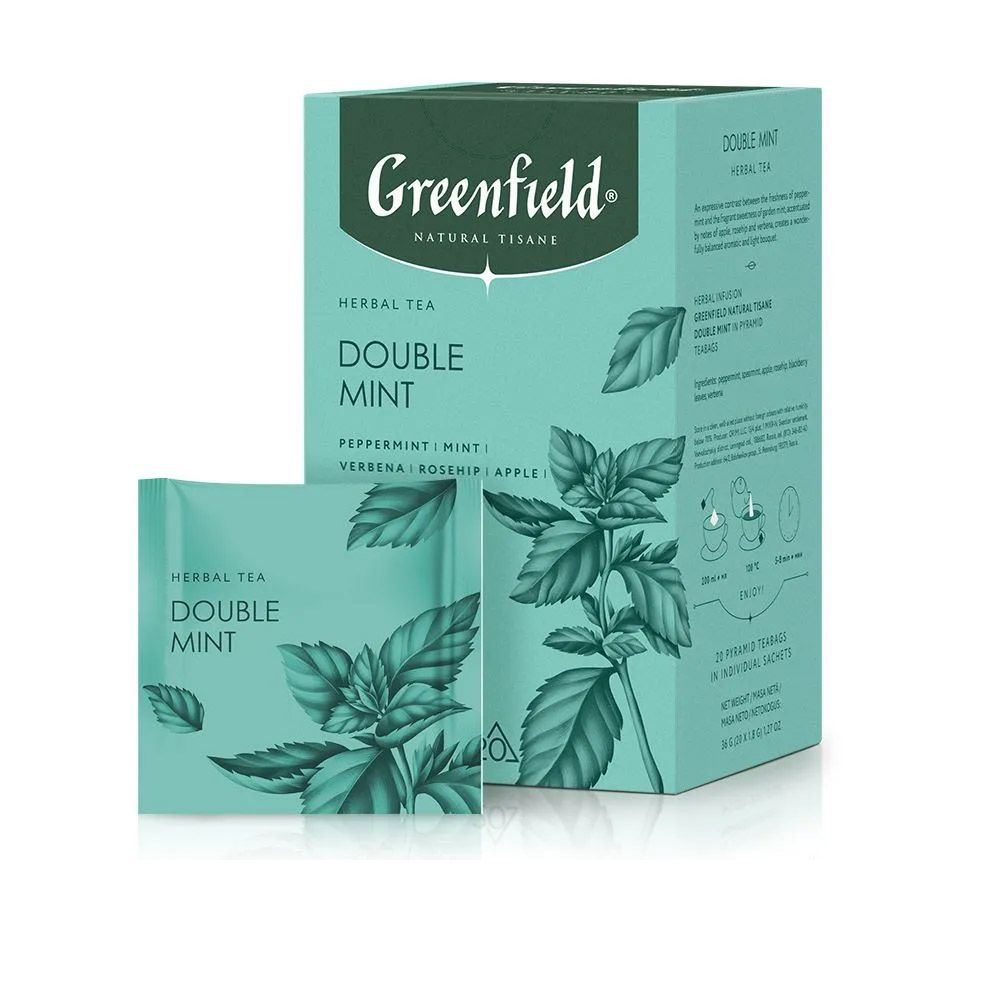 Чай в пирамидках травяной Greenfield Natural Tisane Double Mint(Дабл Минт), 20*1,8 г  #1