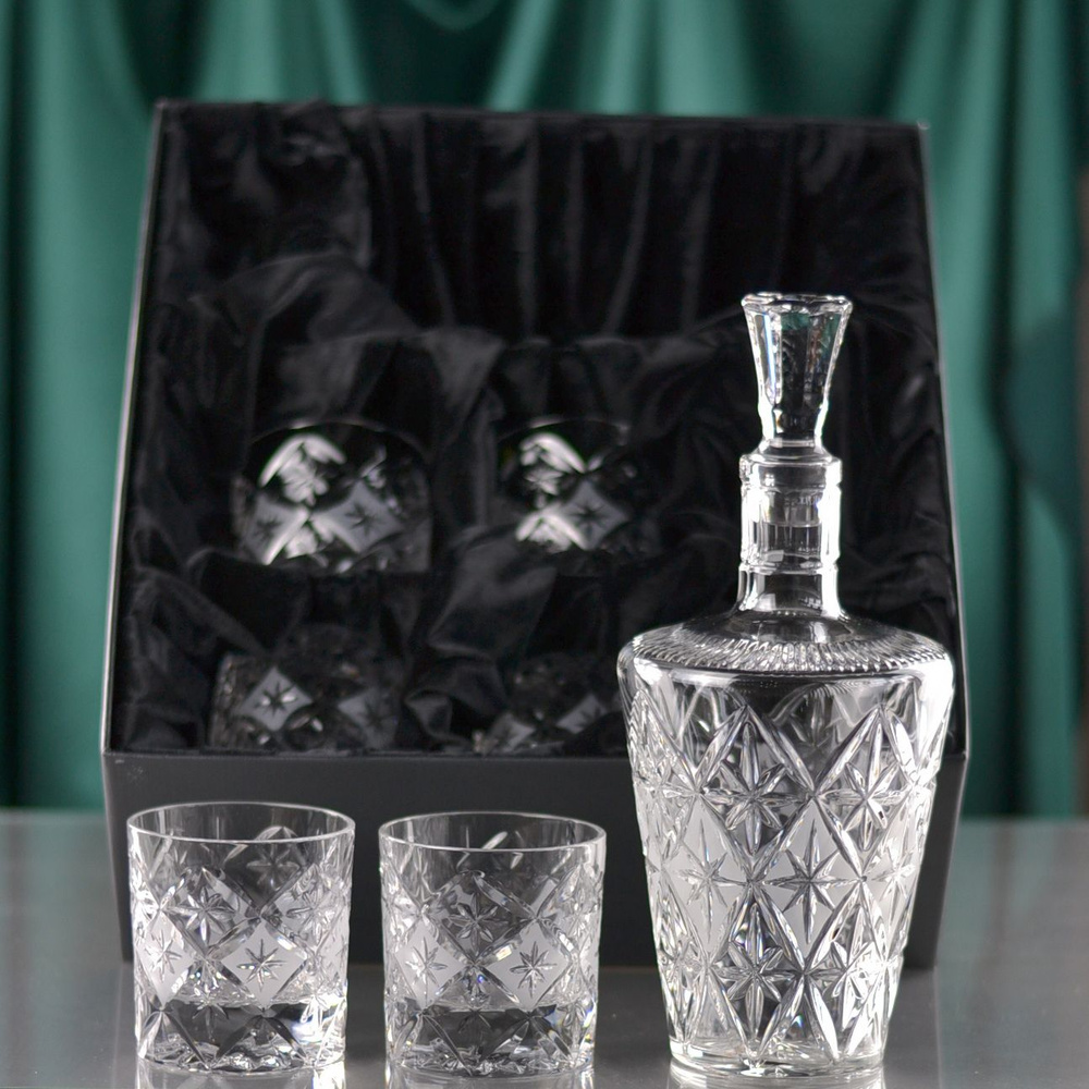 Набор для виски из хрусталя Графин и 6 стаканов - "Эдинбург-2" (12310 1100/84) Неман стеклозавод в подарочной #1