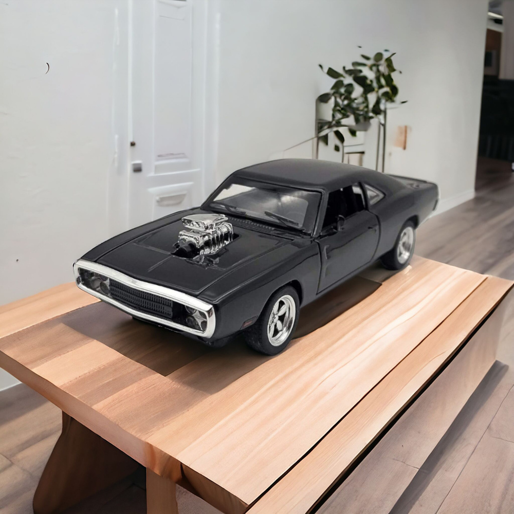 Dodge Charger R/T 1970 коллекционная металлическая инерционная машинка,  модель 1:24 Додж Челленджер 21см с открывающимися дверьми,  капотом,багажником и звуковыми и световыми эффектами,цвет черный - купить с  доставкой по выгодным ценам в интернет-магазине