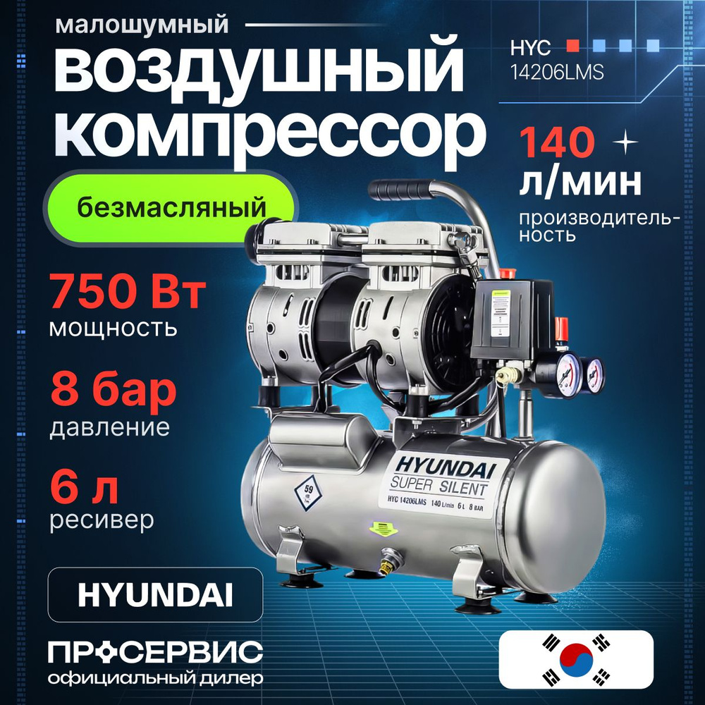 Компрессор Безмасляный Hyundai, 750.1 Вт - купить по выгодным ценам в  интернет-магазине OZON (1580788340)