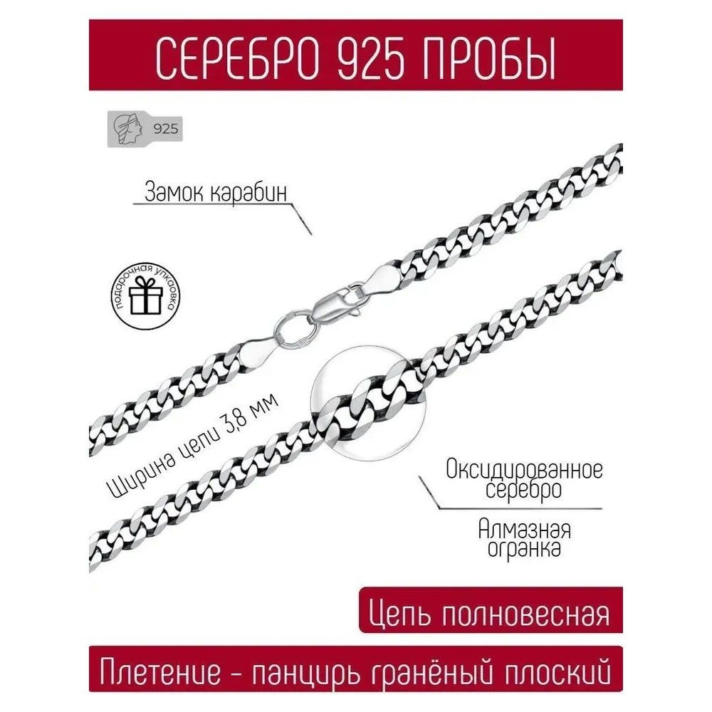 Серебряный Дом Цепочка, плетение панцирное, покрытие оксид, серебро 925  проба - купить с доставкой по выгодным ценам в интернет-магазине OZON  (1068583245)