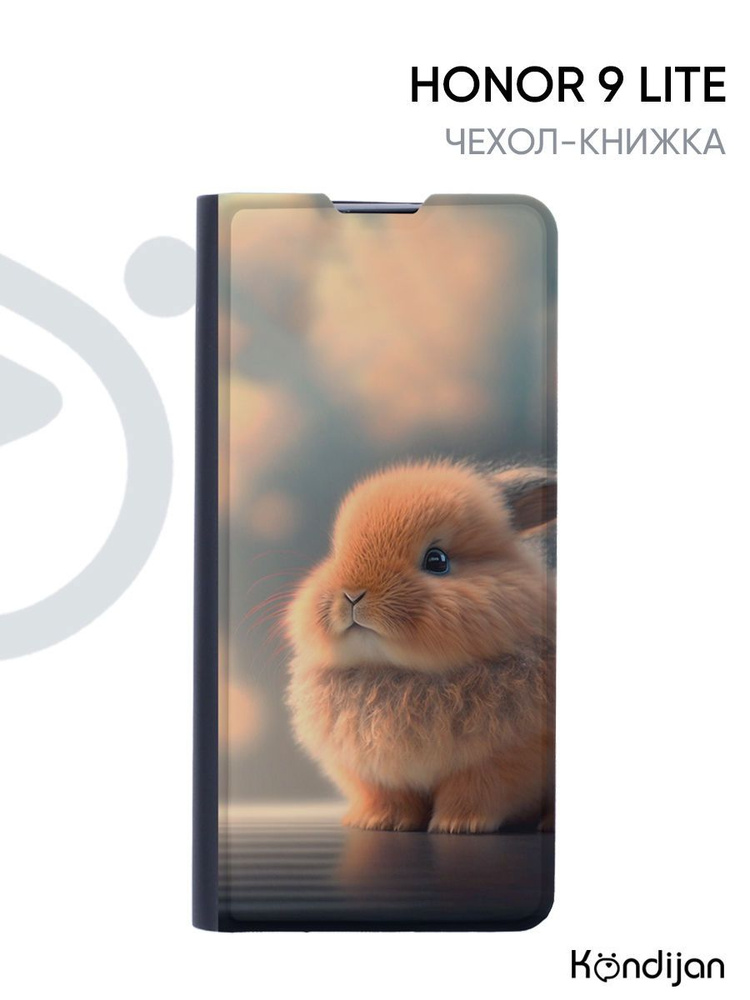 Чехол для Honor 9 Lite с рисунком, защитный, противоударный, с магнитом, черный с принтом КРОЛ / Хонор #1