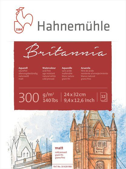 Hahnemuhle Блок для акварели целлюлоза 100% 300г/кв.м 240х320мм grain fin 12л "Britannia"  #1