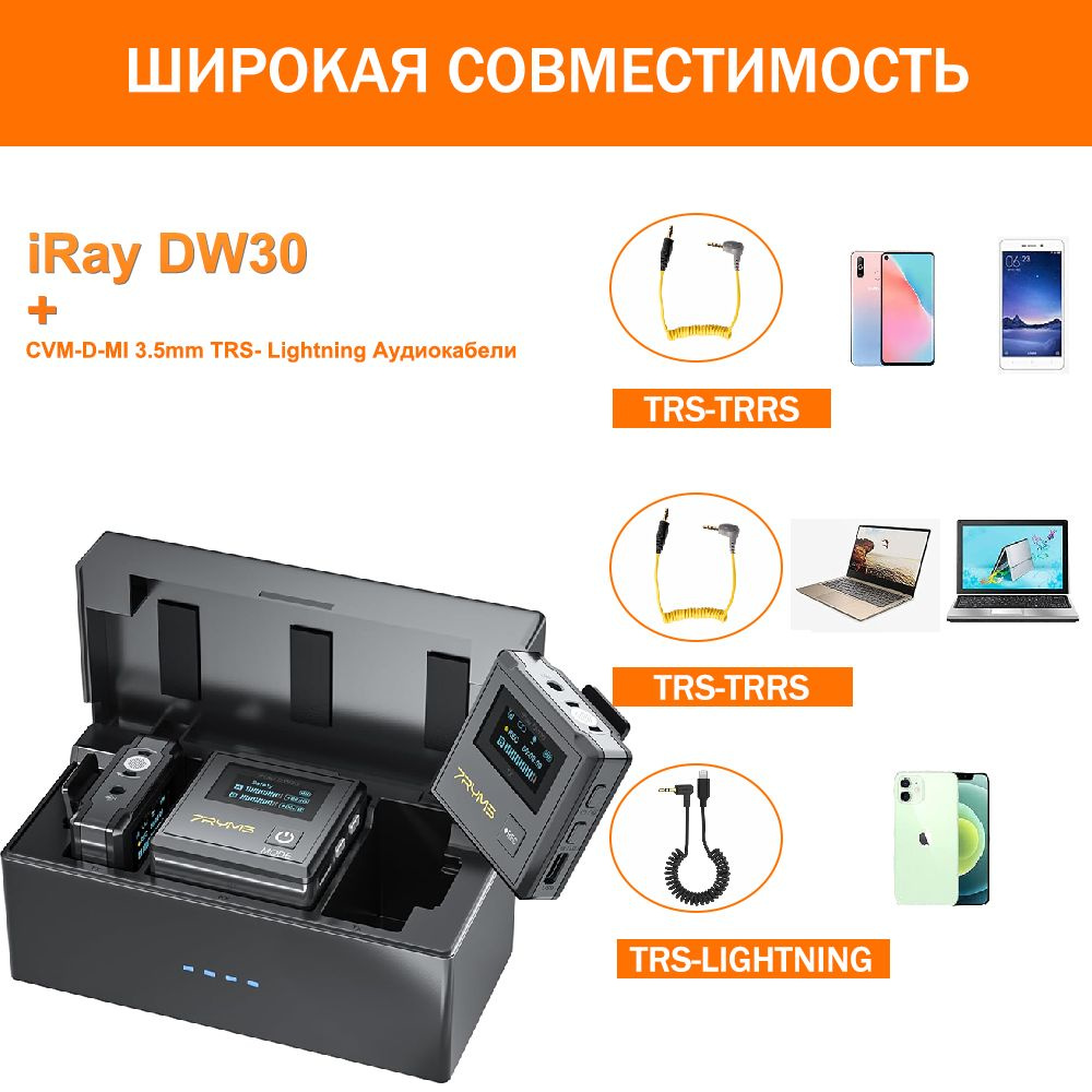 7Ryms Микрофон для мобильного устройства iRay DW30+CVM-D-MI, черный  #1