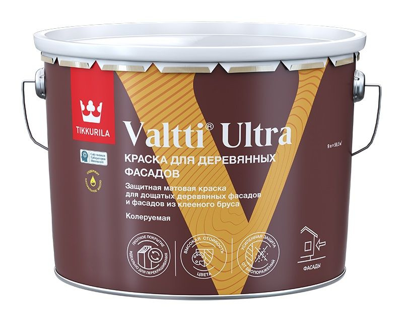 Краска для деревянных фасадов Valtti Ultra A мат. Tikkurila 9 л #1