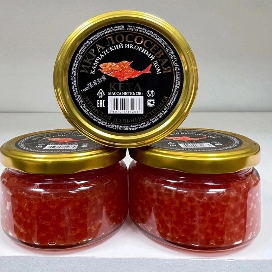 Икра красная Кета 2 шт, в стеклянной банке 220гр. купить на OZON по ...