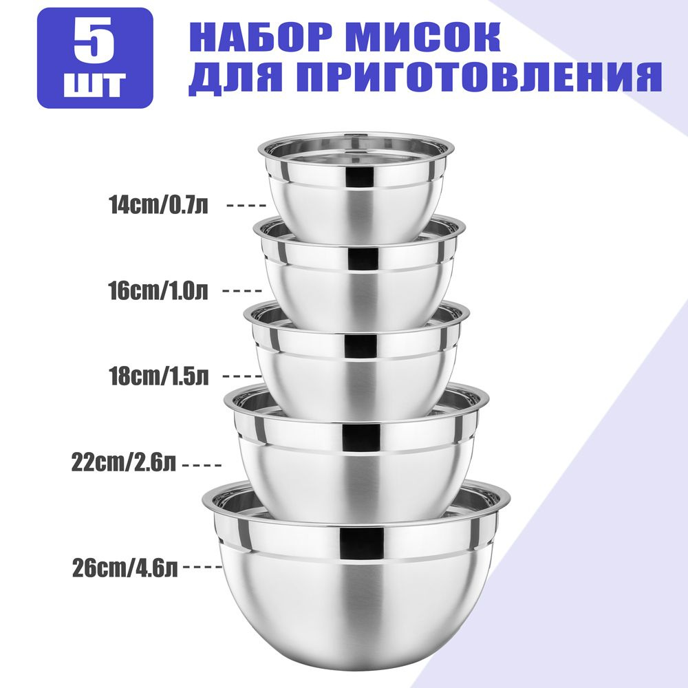 Набор мисок 5шт миска для кухни из нержавеющей стали #1