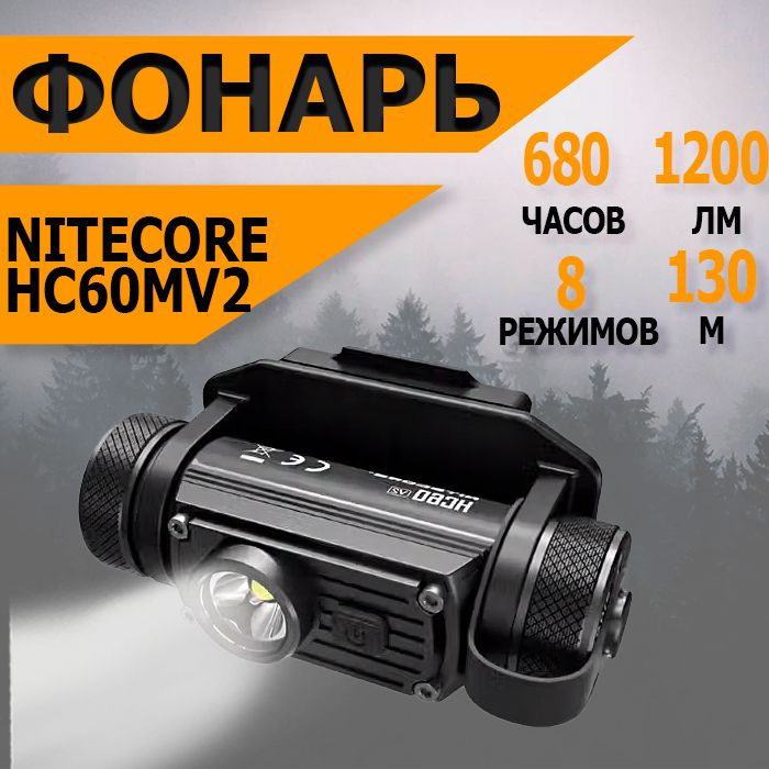 Фонарь светодиодный налобный Nitecore HC60MV2 #1