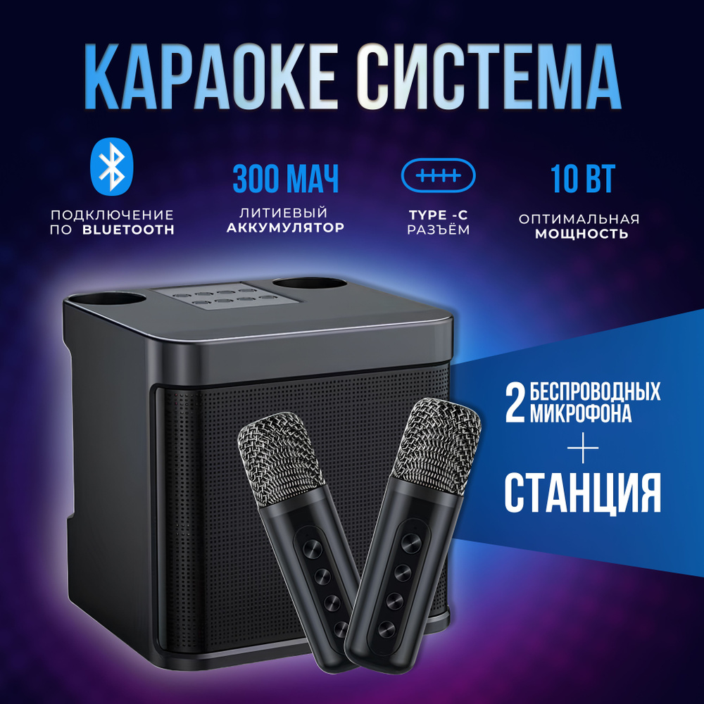 Караоке система / 2 микрофона / С выбором тембра голоса и режимами ...