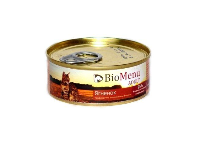 BioMenu Adult Консервы для Кошек мясной паштет с Ягненком, 100г x 24шт  #1