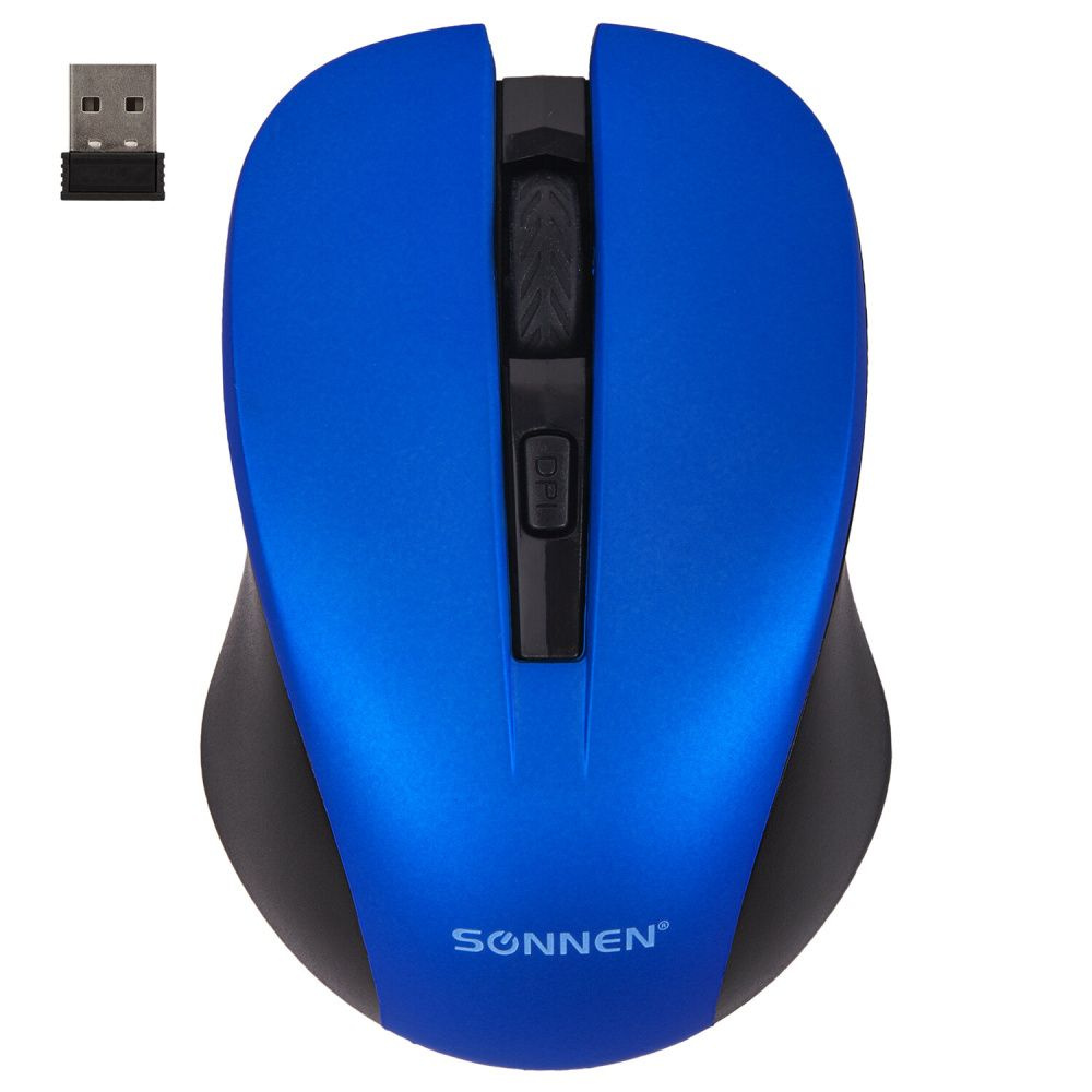 Мышь беспроводная с бесшумным кликом SONNEN V18, USB, 800/1200/1600 dpi, 4 кнопки, синяя, 513515  #1