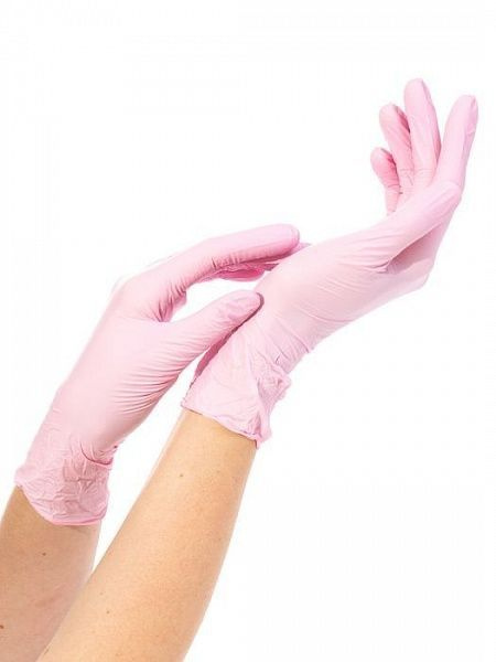 Розовые нитриловые перчатки FOXY-GLOVES размер М 10 пар #1