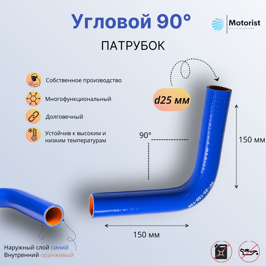 Motorist Патрубок охлаждения, 150 мм, арт. d25 #1