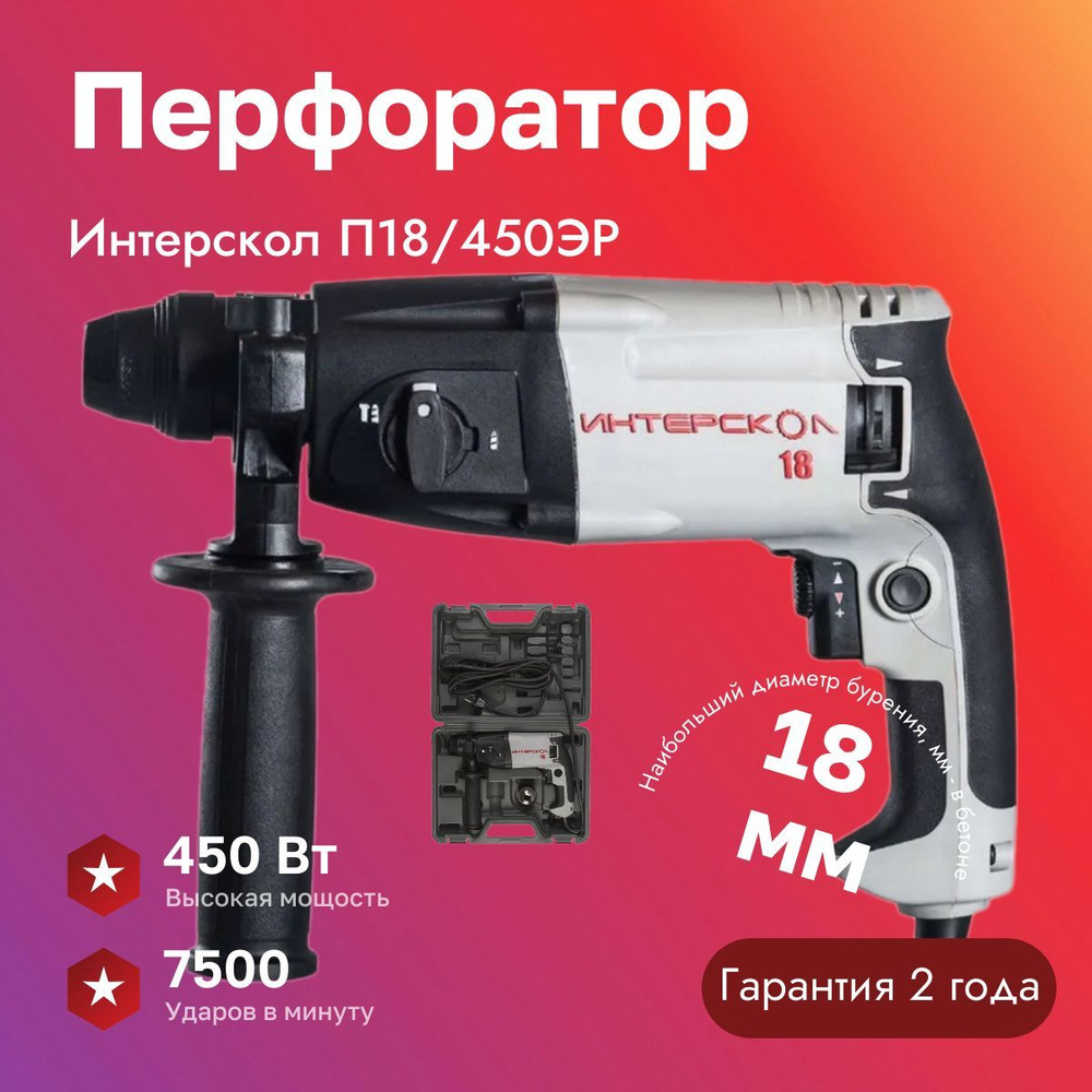 Перфоратор Интерскол П18/450 ЭР Кейс #1