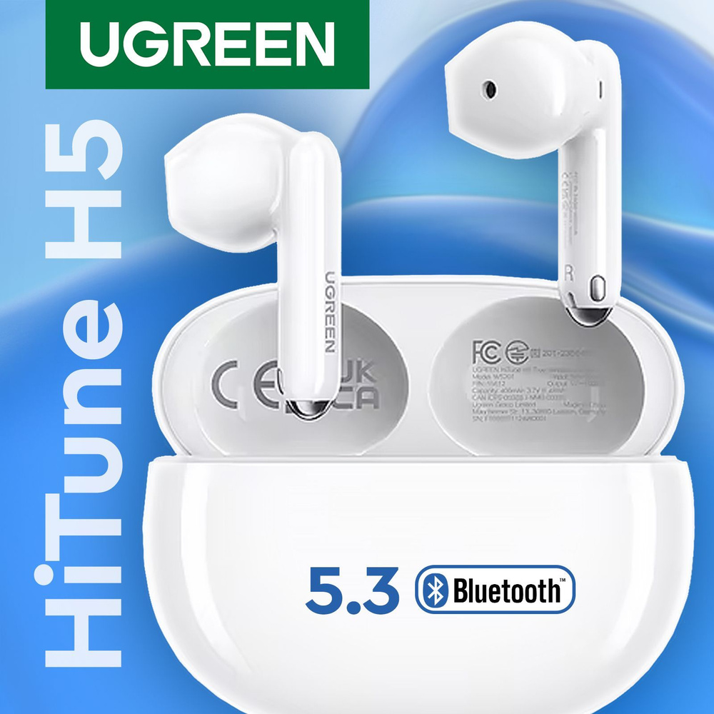 Ugreen Наушники беспроводные с микрофоном, Bluetooth, USB Type-C, белый  #1