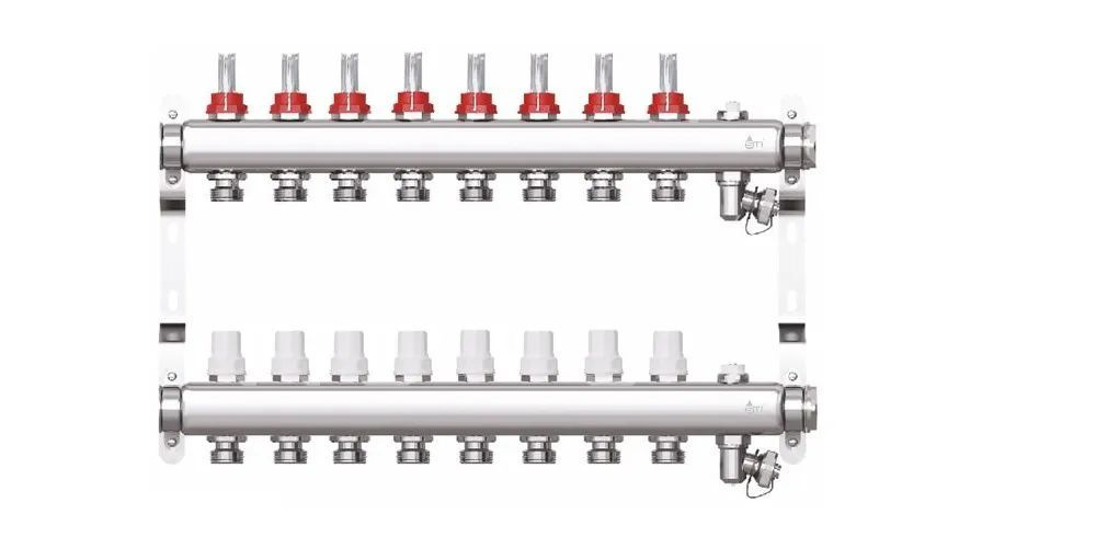 Коллектор STI с расходомерами 1"x 8 выходами, Евроконус 3/4 нержавеющая сталь  #1