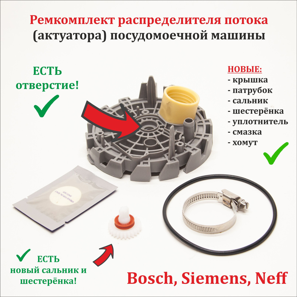 Ремкомплект распределителя потока (актуатора) посудомоечной машины ...