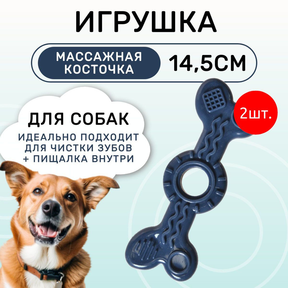 2 Игрушки для собак FOXIE Smart Кость массажная 5*14.5см синяя #1