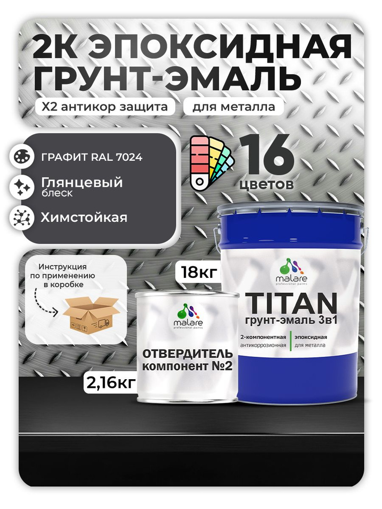 2К Эпоксидная грунт-эмаль Malare TITAN по металлу, двухкомпонентная для агрессивных сред и экстремальных #1