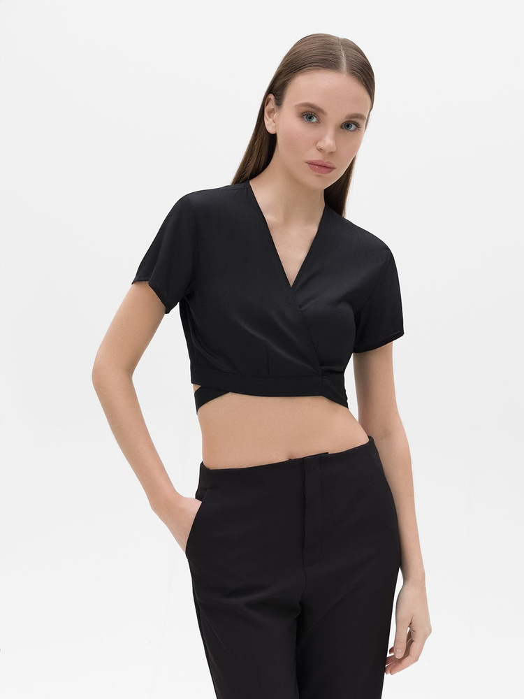 Топ Женский Calvin Klein черный, размер 46, 44 Модал Повседневный Шри ...