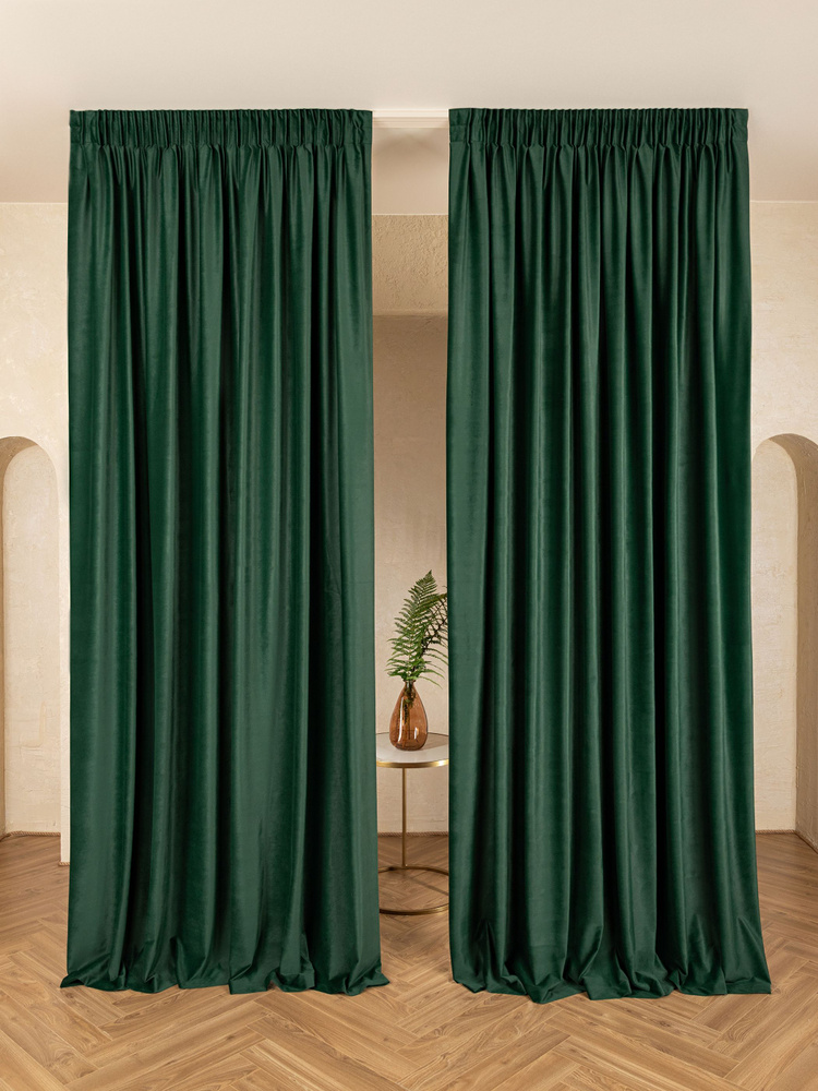 Шторы бархат антикоготь матовые, шторная лента 10 см - 200х265 см, 2 полотна Erika Home (Evrika Home) #1
