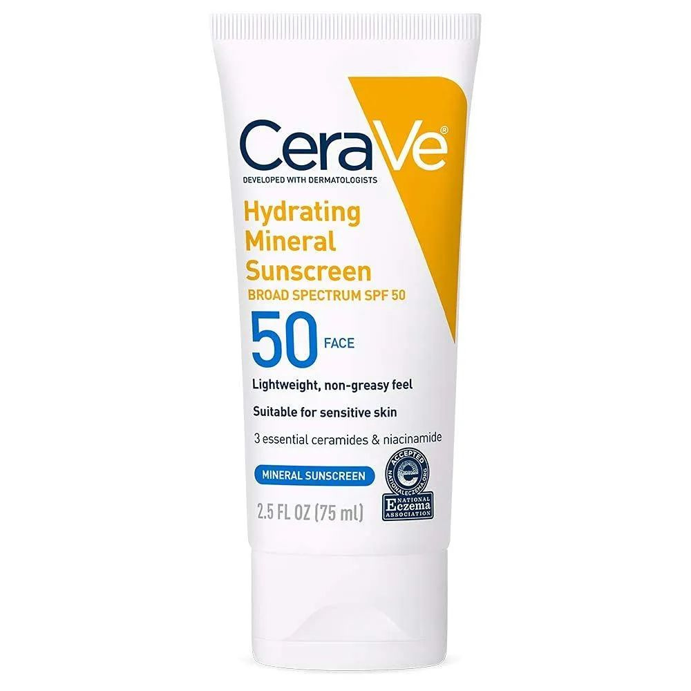 минеральный солнцезащитный крем SPF 50, содержащий оксид цинка и диоксид титана, гиалуроновую кислоту #1