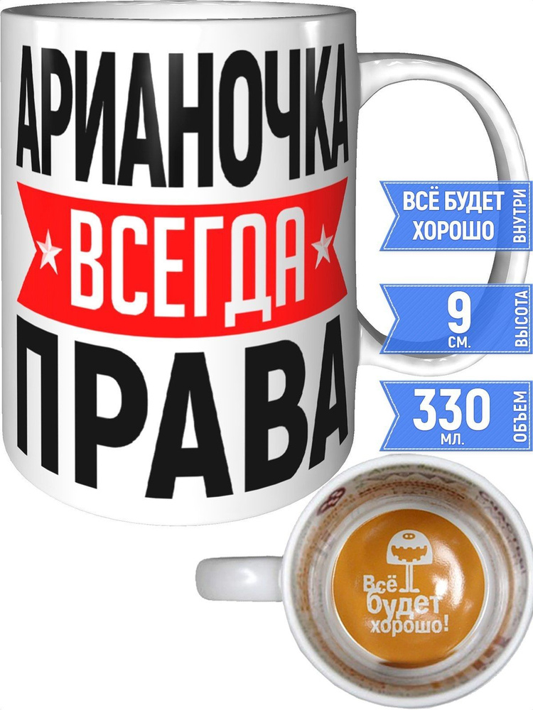 Кружка Арианочка всегда права - внутри всё будет хорошо #1