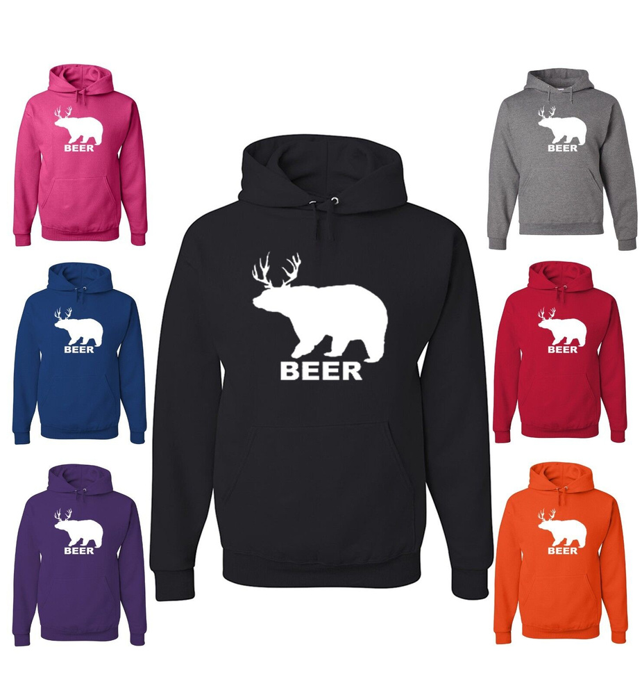 Худи Толстовка Beer Bear Deer Sweatshirt Funny Beer Drinking Hoodie St Patrick's Day Irish Pub #1