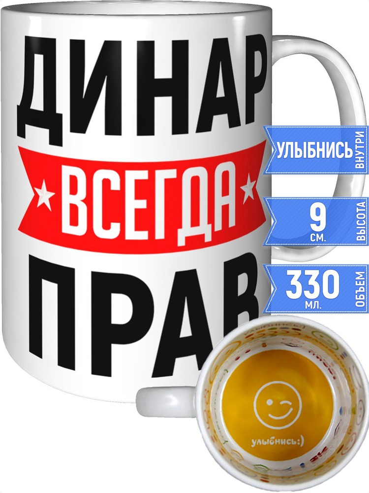 Кружка Динар всегда прав - внутри улыбнись #1