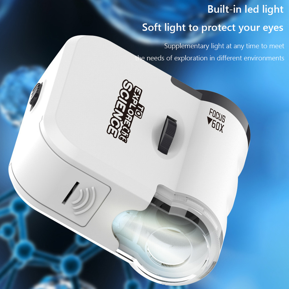 Мини-микроскоп на ключах с УФ-подсветкой и LED-фонариком, увеличение 60 #1