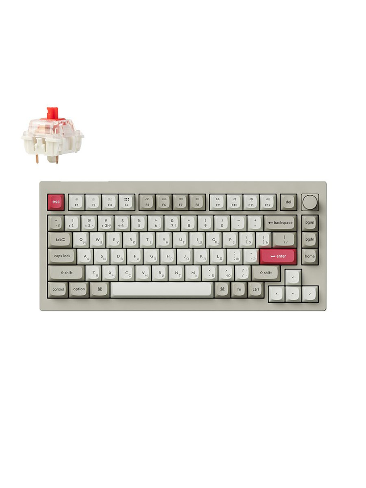 Keychron V1 Max Gateron Jupiter Red Беспроводная механическая игровая клавиатура, русская раскладка, #1