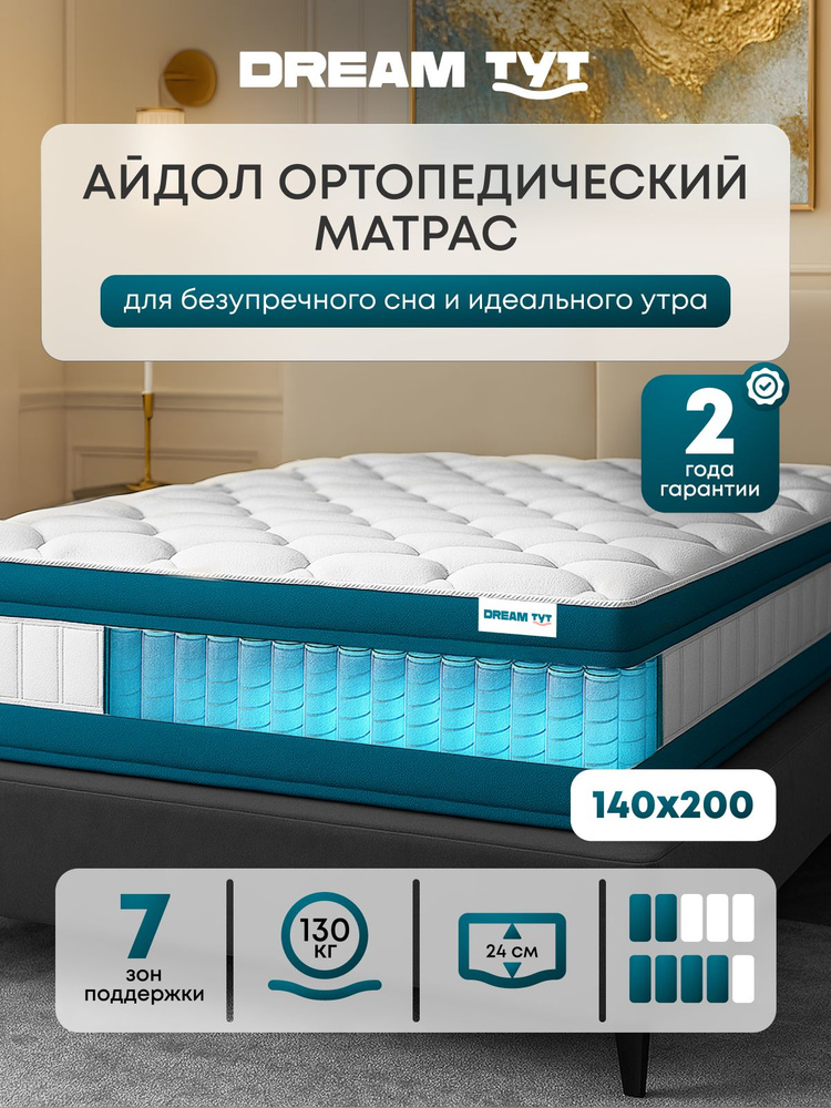 Матрас 140х200 см Айдол, высота 24 см, c зональным пружинным блоком, чехол из премиального трикотажа #1