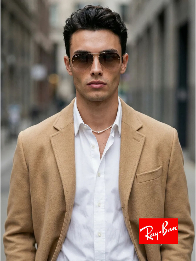 Солнцезащитные очки унисекс, Авиаторы RAY-BAN с чехлом, линзы коричневый RB3449-001/13/59-14 #1