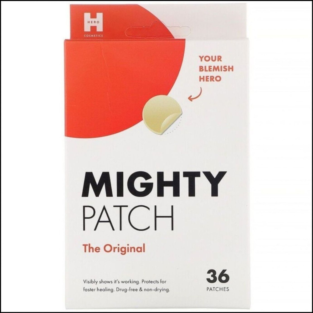 Бестселлер Mighty Patch от Hero Cosmetics представляет собой 36 невидимых гидроколлоидных пластыря, обеспечивающих #1