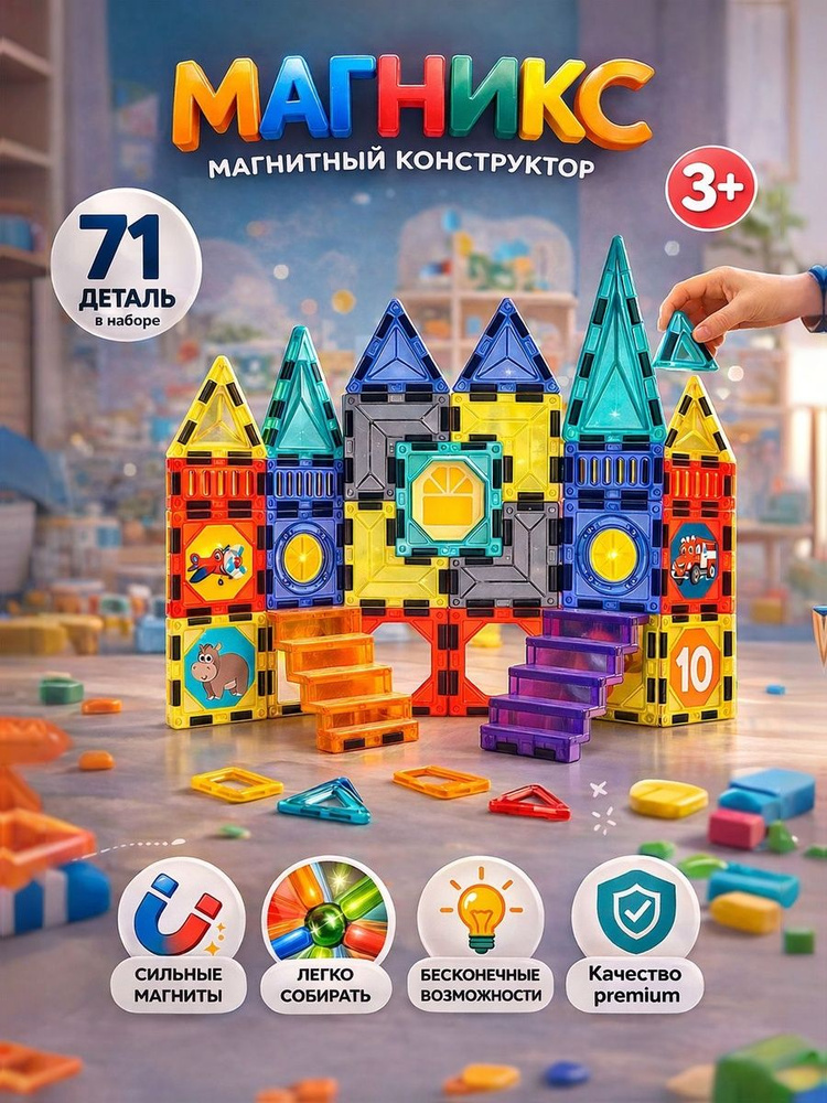 Магнитный конструктор Магникс , 71 деталь #1