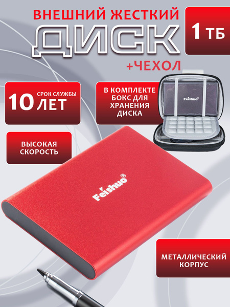 Feishuo 1 ТБ Внешний жесткий диск F202 (Pb), Металл, красный купить на ...