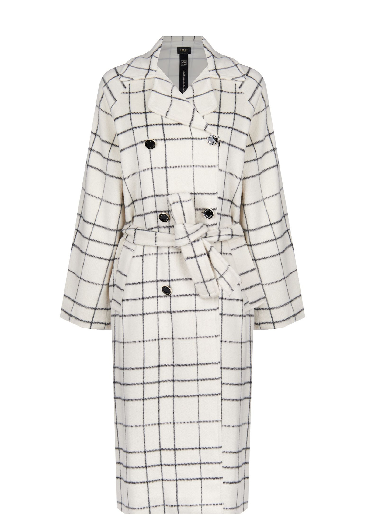 Белое пальто с геометрическим узором (белый / 44)