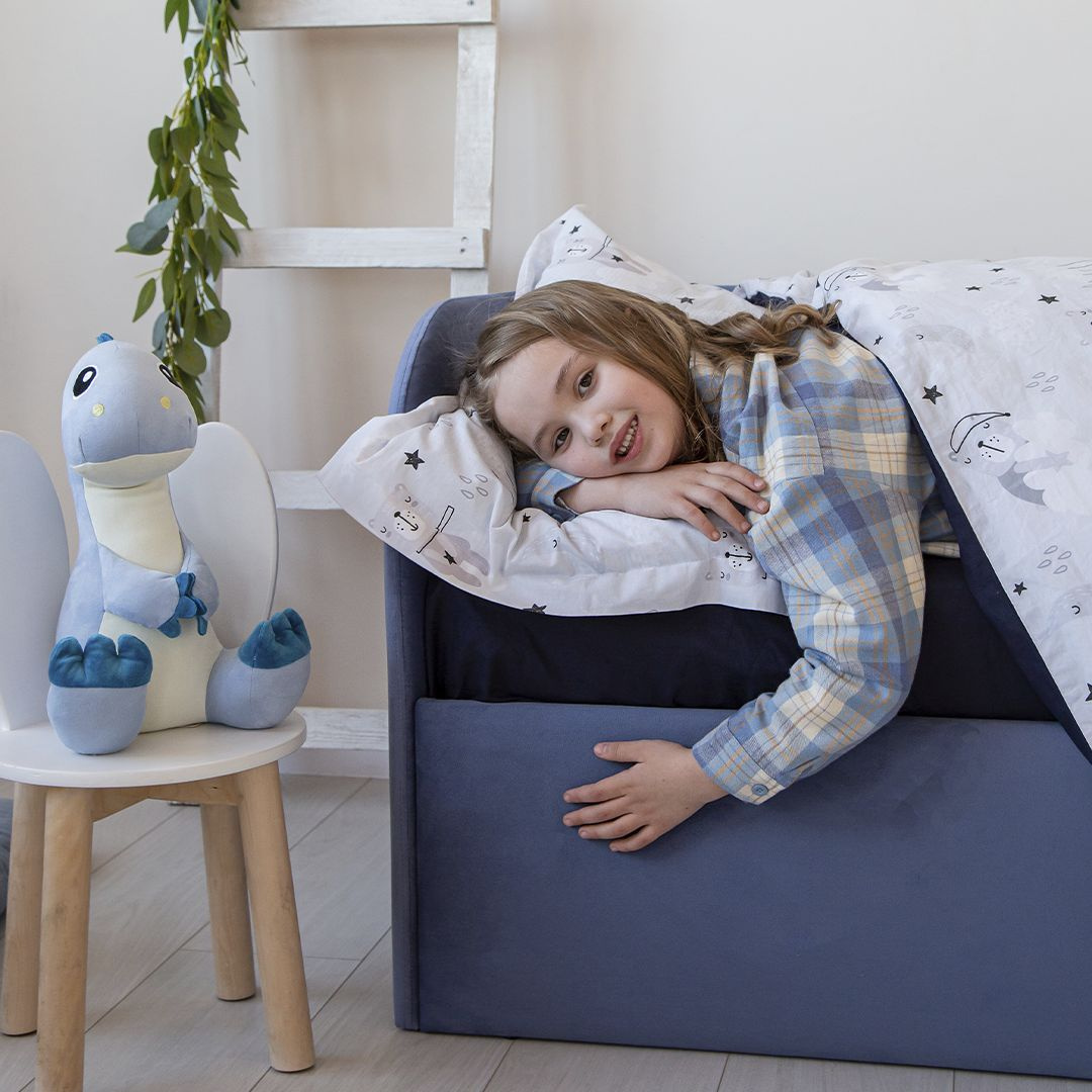 Детская кровать "LEELOO" 80х160 односпальная с бортиком, с мягкими ...